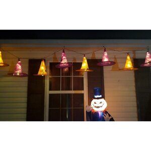 Halloween Decorations 8 Pcs Lighted Hanging Witch Hats, Remote Control